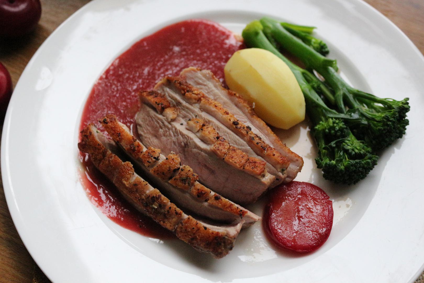 Roasted Duck Breast With Plum Sauce - 