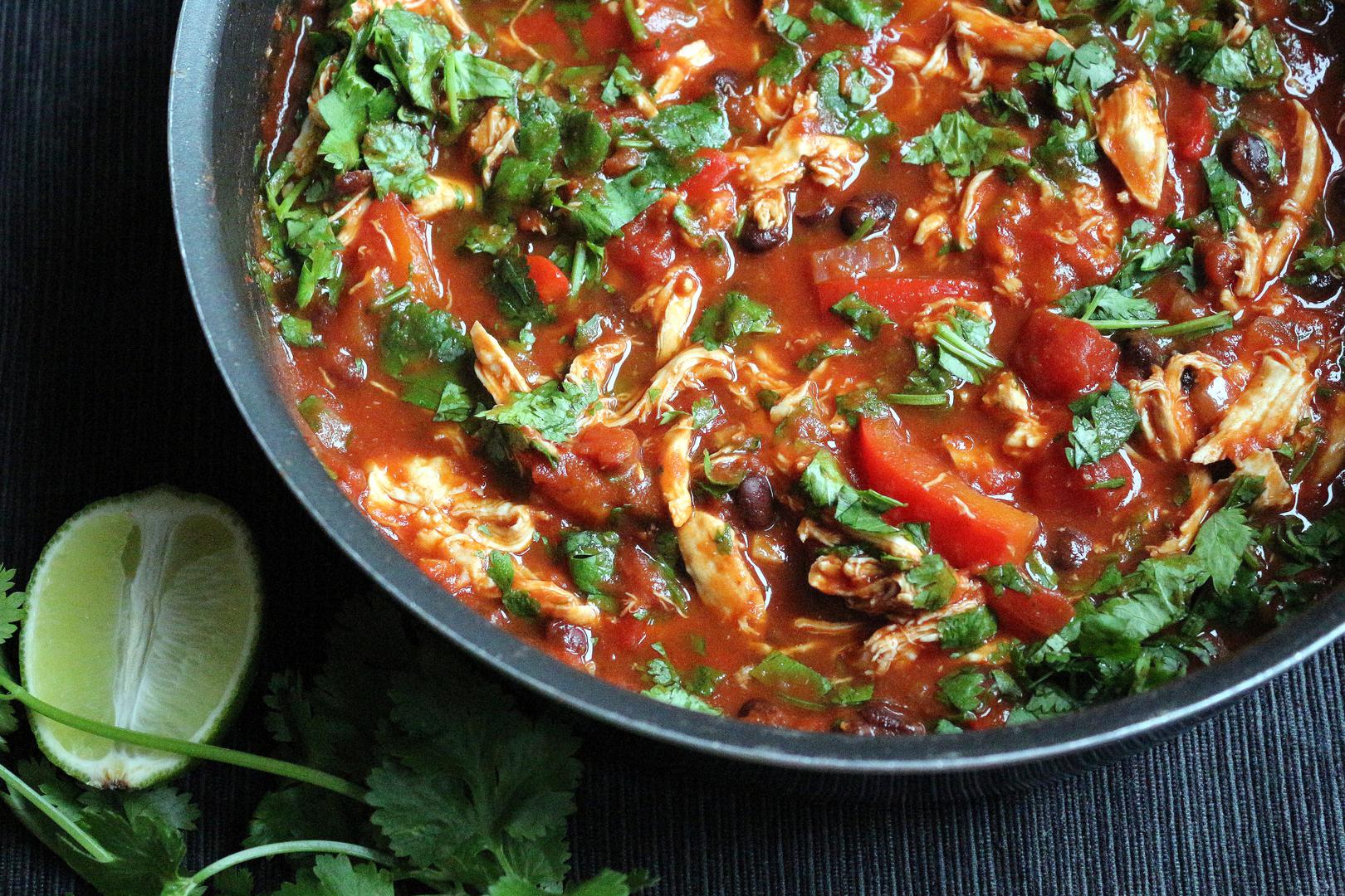 Mexican Stew With Pulled Chicken And Beans - 