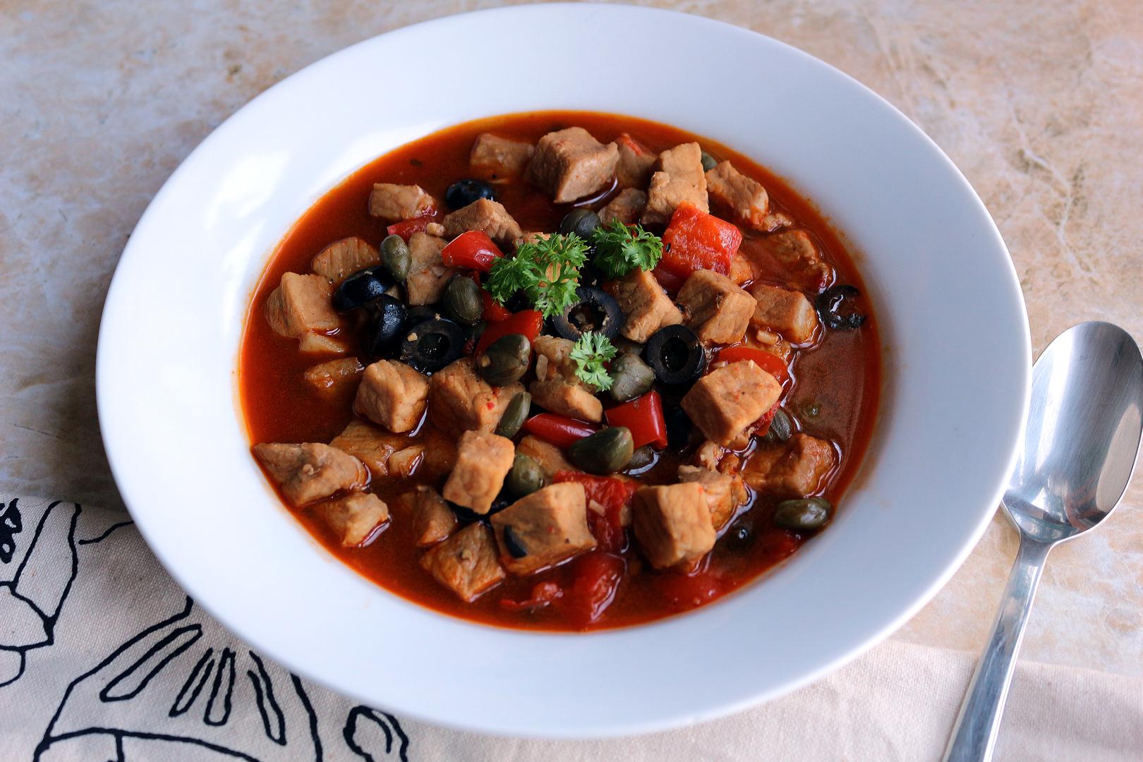 Sofrito Pork Stew With Paprika And Capers - 